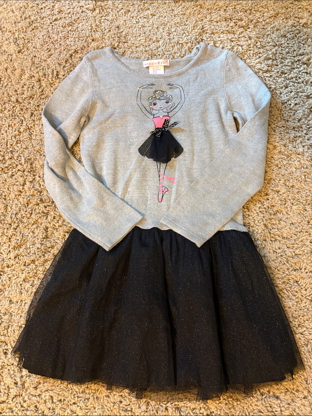 Maggie & Zoe Light Gray and Black Ballerina Tutu Dress